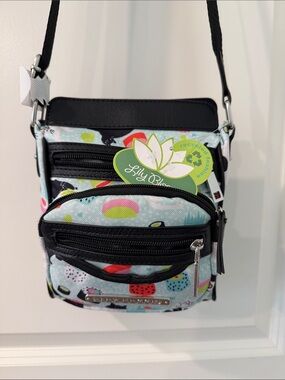 Lily Bloom Crossbody Bag in Light Blue Multi Print